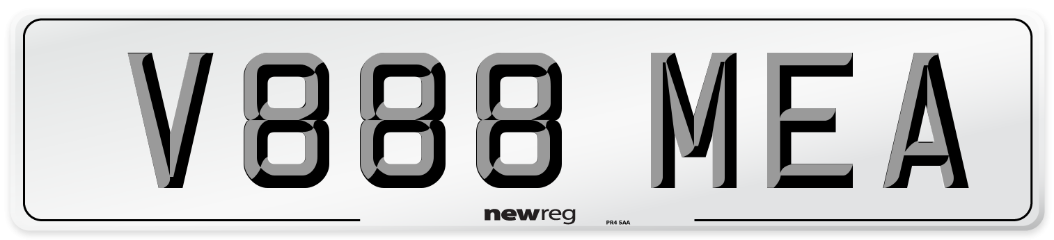 V888 MEA Number Plate from New Reg
